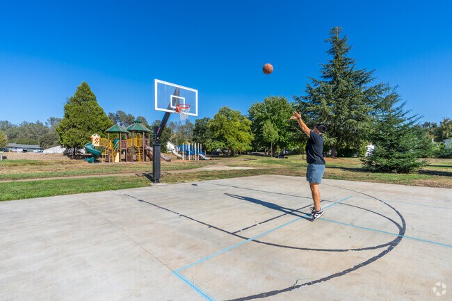 Bryson Park has a basketball court, playground, and green space.