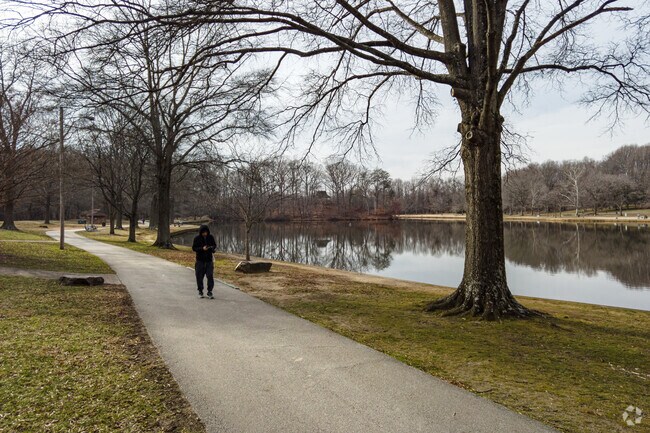 Residents enjoying the waking paths at Allen Pond Park in Bowie, MD.