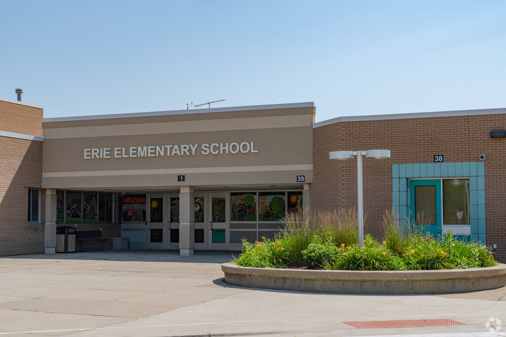 Erie Elementary School front entrance in Clinton Township.