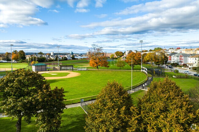 Vernon Hill Park includes baseball and softball fields for seasonal leagues.