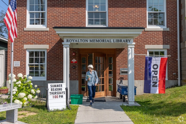 Royalton Memorial Library hosts community programs in a historic brick building.