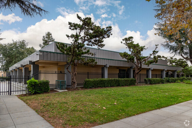 A view of the Muwekma Ohlone Middle classrooms from the street.