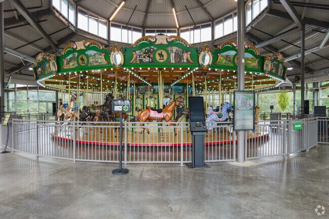 Taking a horse ride on the carousel in Country Park