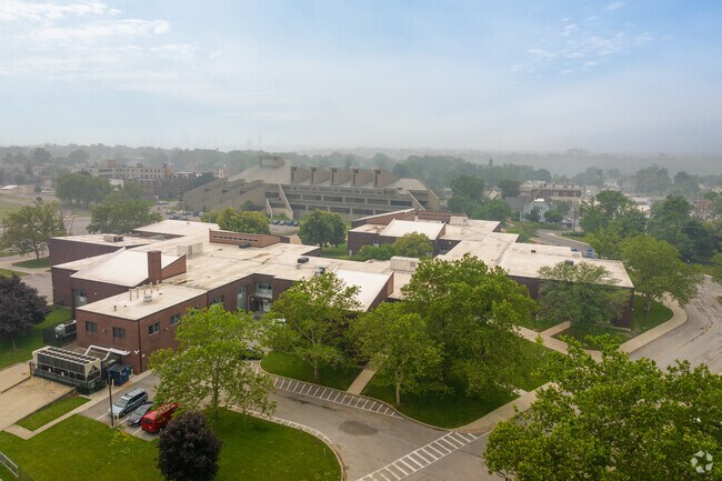 The Harry F. Abate Elementary School is located right behind the Niagara Falls Library.
