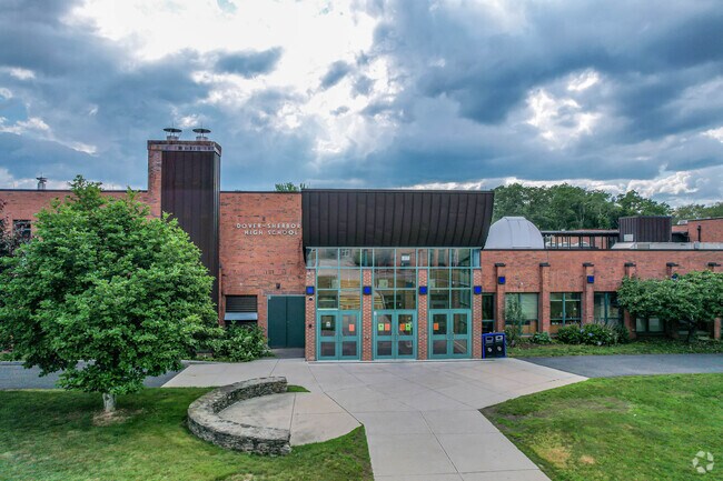 Dover-Sherborn Regional High School has striking green doors.