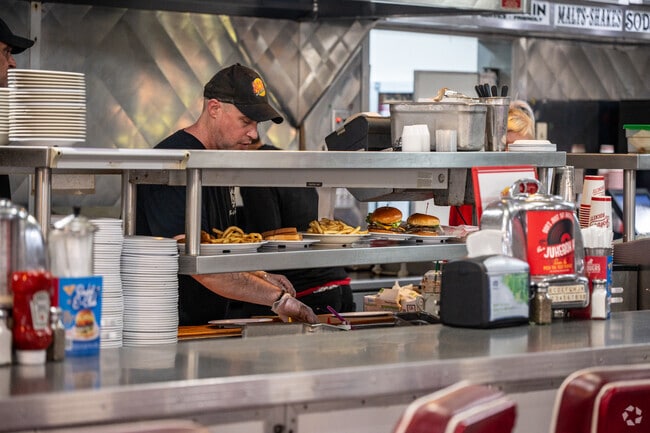 Village of Summerhill residents can enjoy a burger in a vintage environment at Johnny Rocket's.