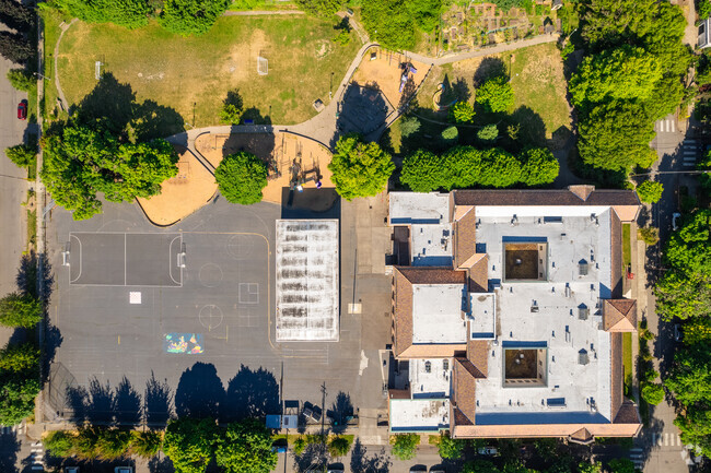 Looking down on the Irvington Elementary School campus.
