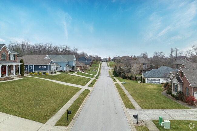 This newer neighborhood in Floyds Knobs features large lots and sidewalks.