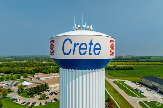 Iconic water tower serves as a landmark in Crete.