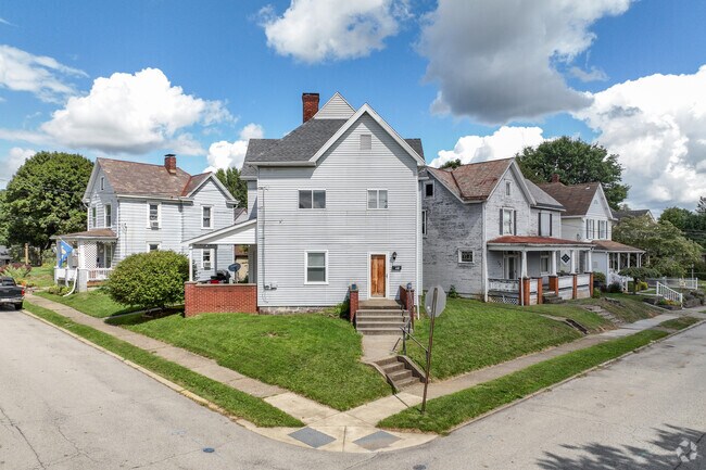 Houses in Zelienople feature close-set lots and convenient on-street parking.