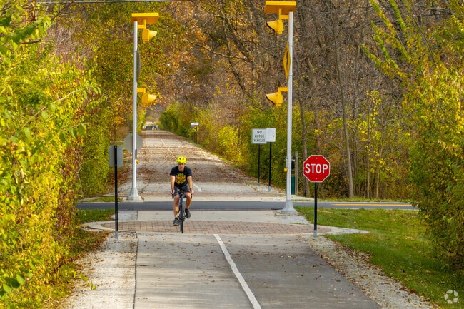 The Bicentennial Trail meanders through beautiful wooded areas and open spaces of Avon, IN.