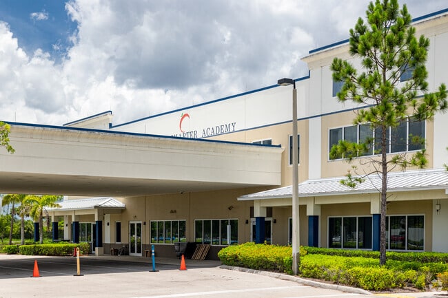Collier Charter Academy in Naples has a covered drop-off area in front of the main entrance.