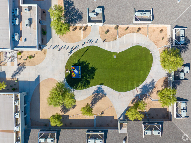 Sun Canyon School has a nice courtyard, where children can play outside.