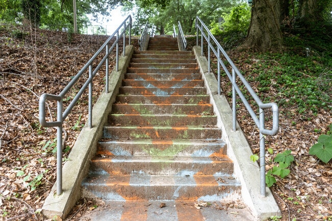 The painted stairs at Anita Stroud Park are a standout in this Double Oaks park.