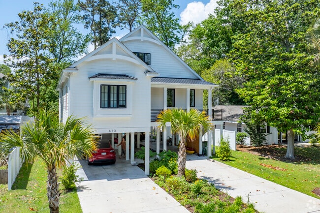 Surfside Beach is known for its stilted homes, built to withstand storms while providing classic coastal charm and stunning water views.