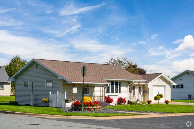 Charming ranch-style homes with colorful landscaping brighten Arcadia’s quiet streets.