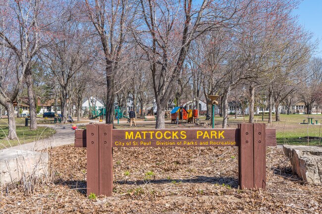 Mattocks Park is located in the Macalester-Groveland neighborhood and has tennis courts, a baseball field, and a playground.