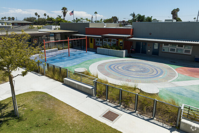colorful play area showing the theme colors of the school.