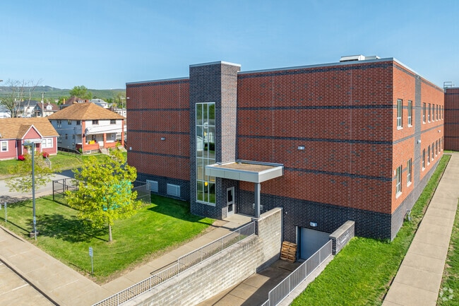 Lafayette Middle School has a garage door on the back for deliveries.