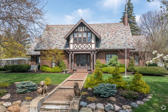 Tudor-style homes appear throughout Lansing’s Eastfield neighborhood.
