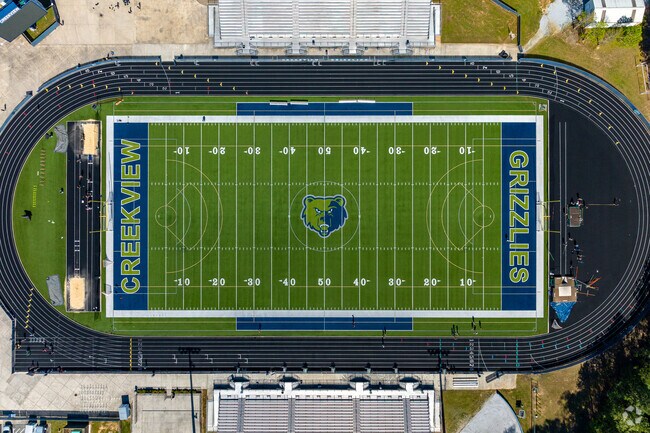 Creekview High School has athletic fields for physical education classes and team sports.
