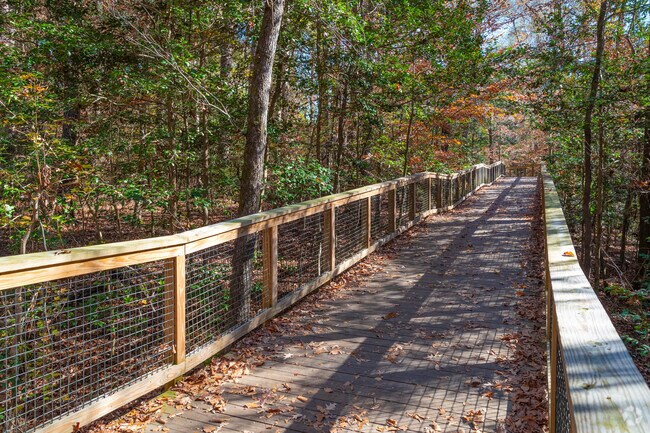The Congaree Park Boardwalk is a park loop trail that overlooks natural areas.
