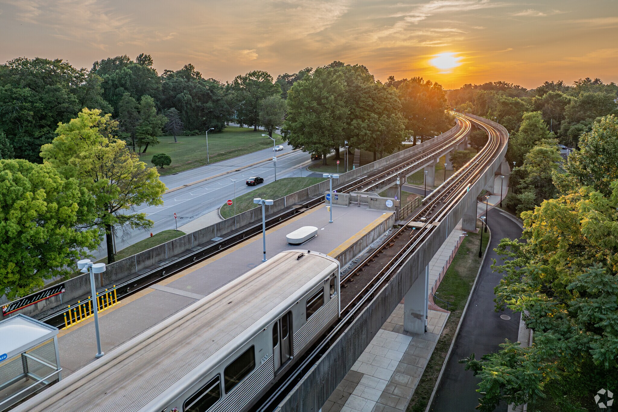 The Rogers Ave station is just outside of Langston Hughes, providing transport to downtown.