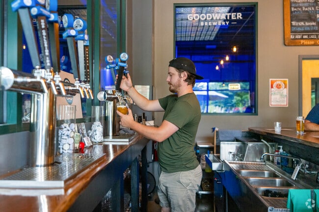 A bartender pours a draft beer at Goodwater Brewery, a ten-minute drive from Saint George.