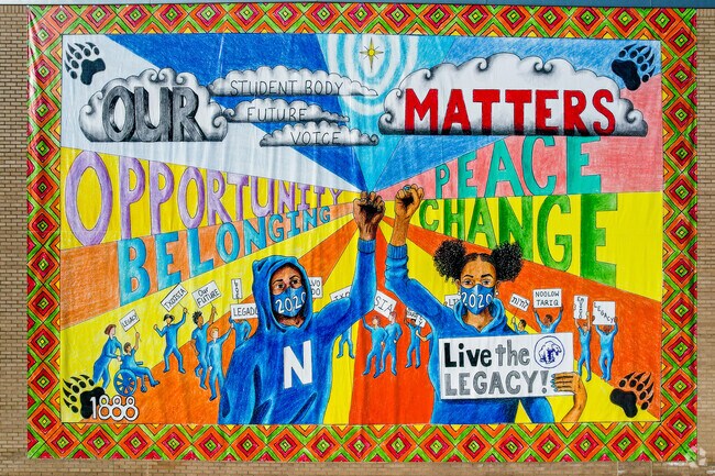 North Mural painting was done by one of the local high schools in Near North.