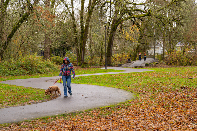 Residents enjoy scenic trail walks at Woodard Park near Derry Dell.
