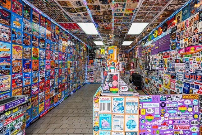 Max & Mina's Ice Cream is a popular dessert shop which has unique decoration.