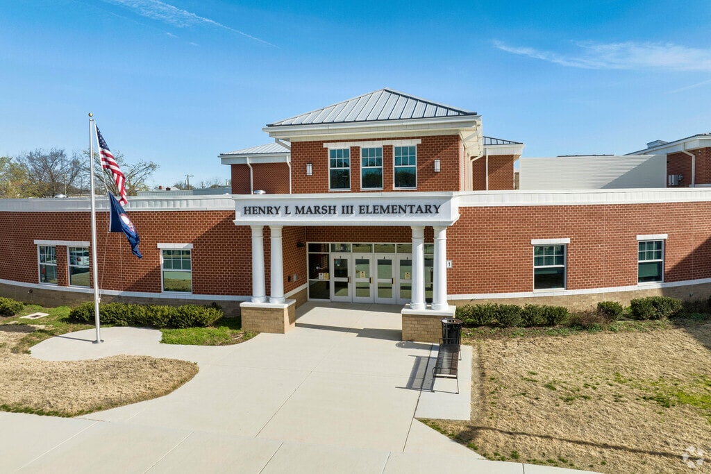 Front entrance to Henry L. Marsh III Elementary School in Richmond, VA.