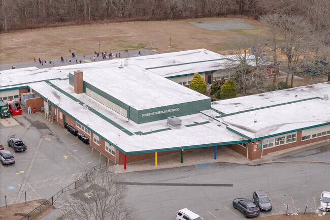 A protected access point ensures safety at the Joseph DeMello Elementary School in Dartmouth.