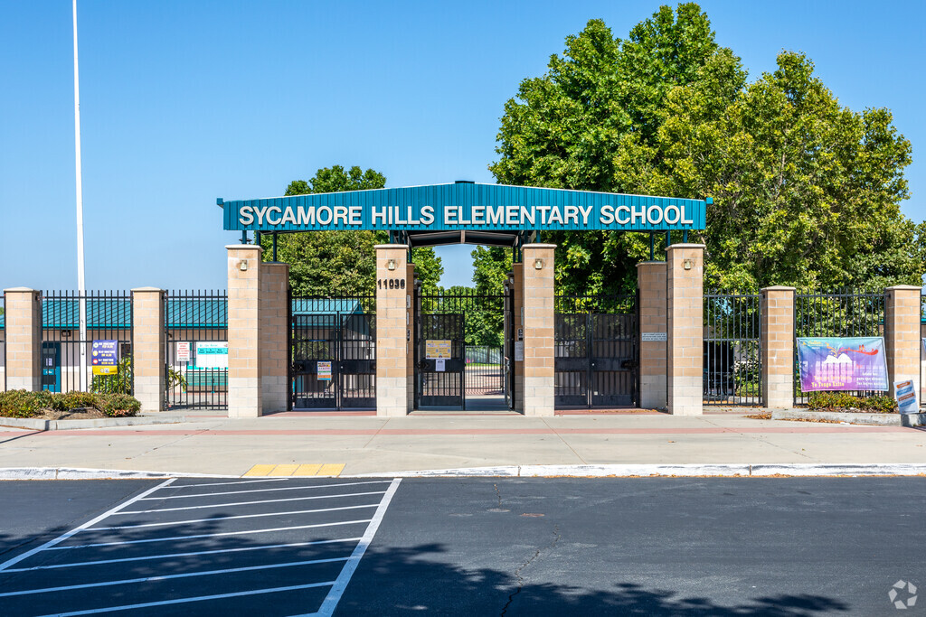 Enter Sycamore Hills Elementary School through its welcoming entrance.