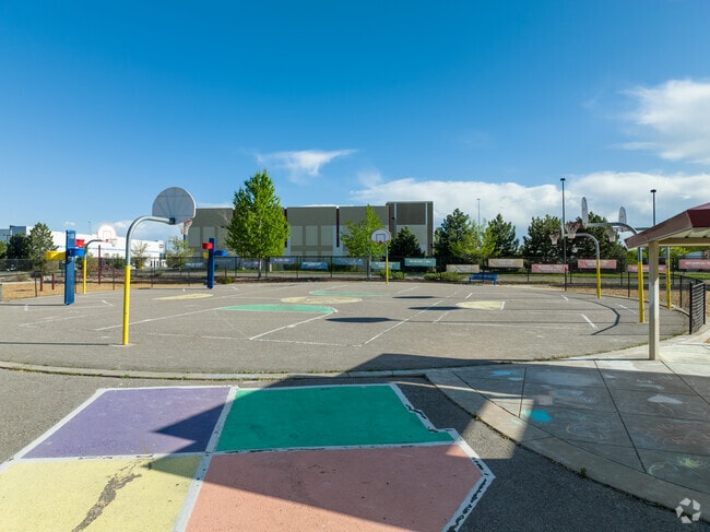 Basketball courts offer additional activity options for the students of Farrell B. Howell.