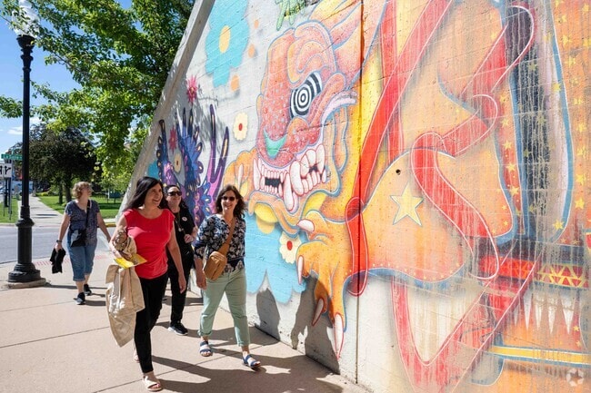 Downtown Aurora near Eola Yards area has beautiful murals.
