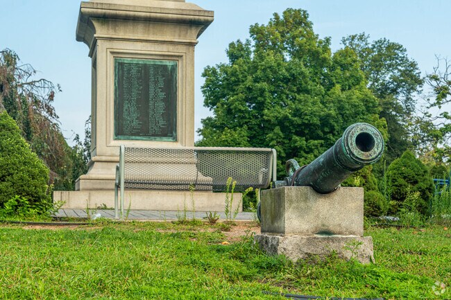 Visit the Christopher Columbus statue with historic cannon in Eastside Park.