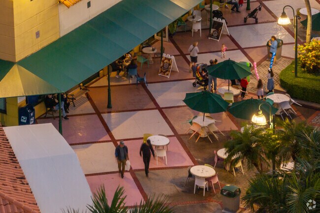 Residents of The Waterways love to hang out and relax around the plaza.