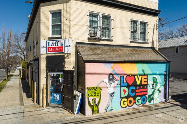 Liff's Market with a Love DC GoGo mural in the Congress Heights neighborhood.