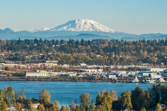 Looking across the river to Mt. St. Helen's. from East Columbia.