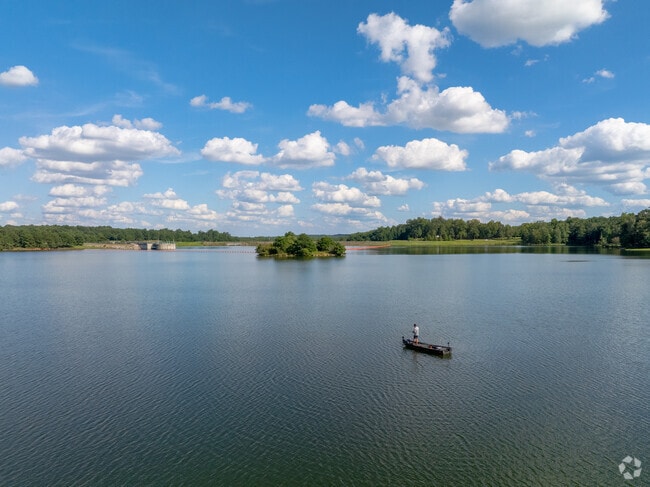 Boaters frequent Bear Creek Reservoir about 5 miles north of Bogart.