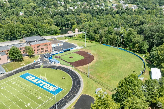Students have easy access to ball fields at Grafton High School.
