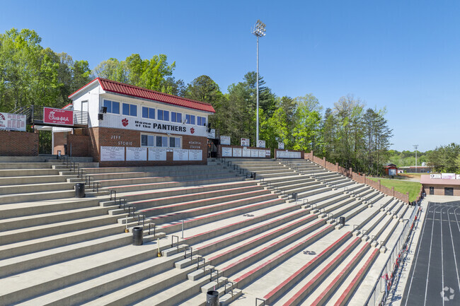 The Hibriten High School Panthers play at their home field stadium.