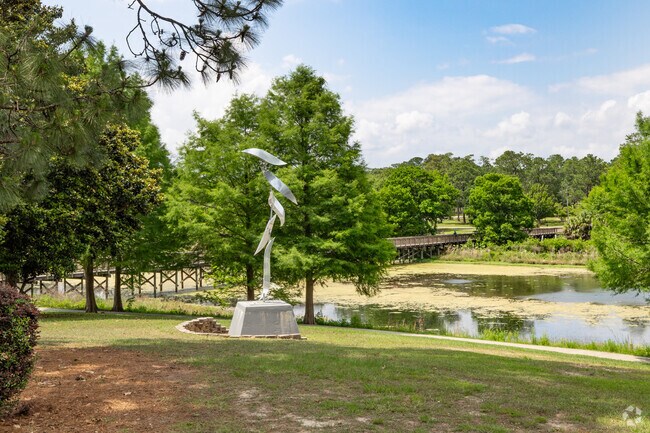 Wander the serene trail through the sculpture garden at the Mobile Art Museum in Bellewood.