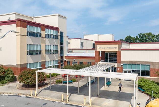 Home to nearly 1000 teenagers Holly Grove Middle School is a multi-track year round school.