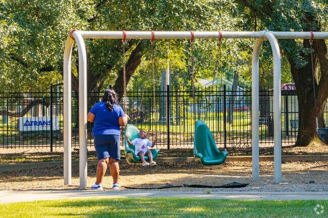 Four Leaf Village residents can enjoy the swings at Bringhurst City Park.
