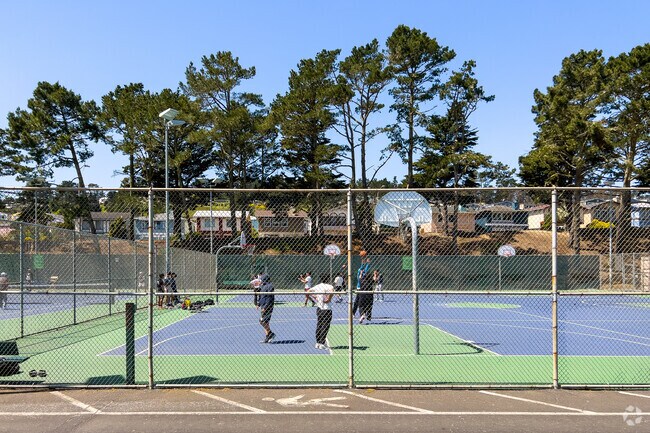 Gellert Park courts are popular destinations for a game of basketball.