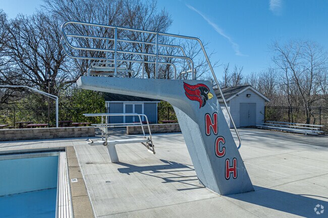 Residents have free access to the Naper Carriage Hill Swim and Racquet Club.