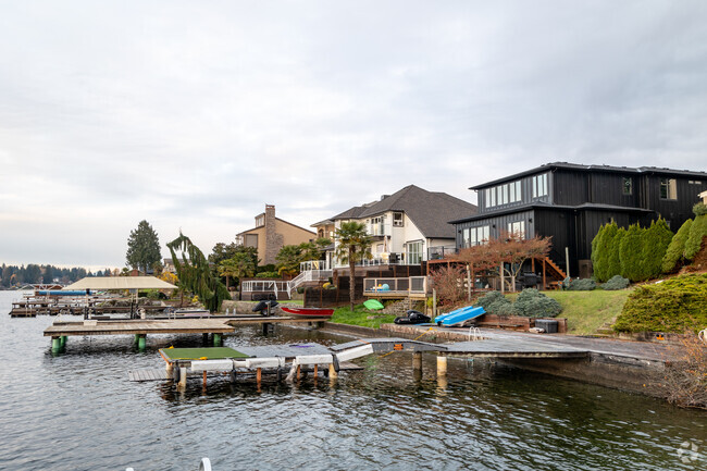 Along the lake shore, houses with private docks and views of the water go for $1 million.