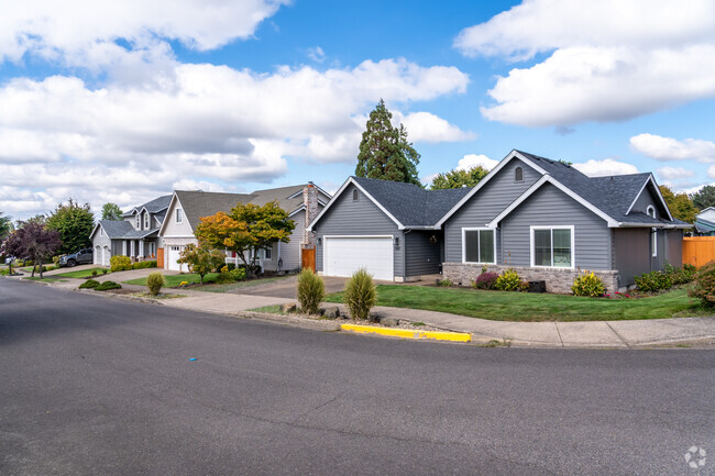 Newer modern homes line the streets of the Cal Young neighborhood in Eugene.